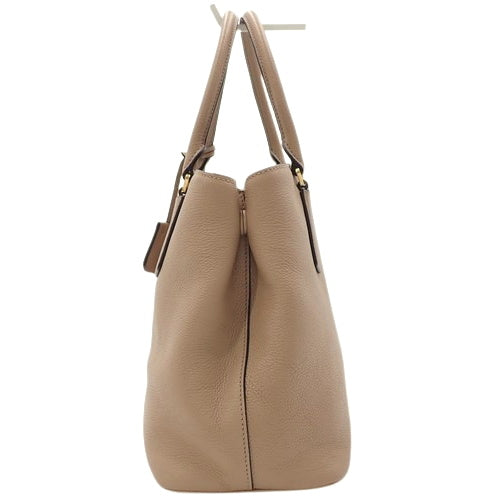 Logo tote bag, Vitello D'Aino leather, beige, 1BA239, handbag.