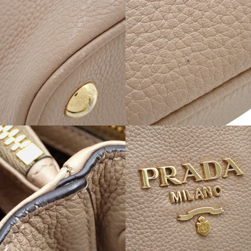 Logo tote bag, Vitello D'Aino leather, beige, 1BA239, handbag.
