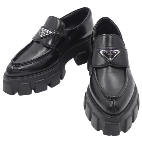 Monolith brushed leather pointed toe size 37 platform triangle logo