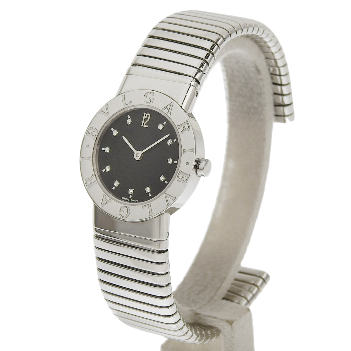 Tubogas BB262TS 不锈钢镶钻石英女表