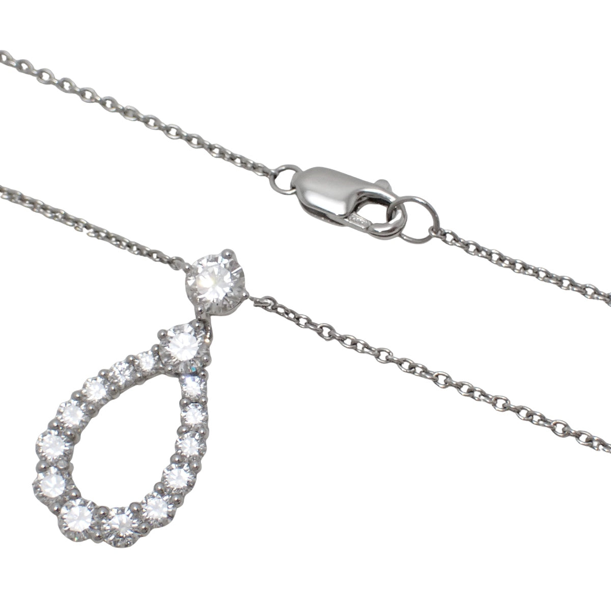 Loop pendant with extra-large diamond in platinum (Pt950), teardrop shape