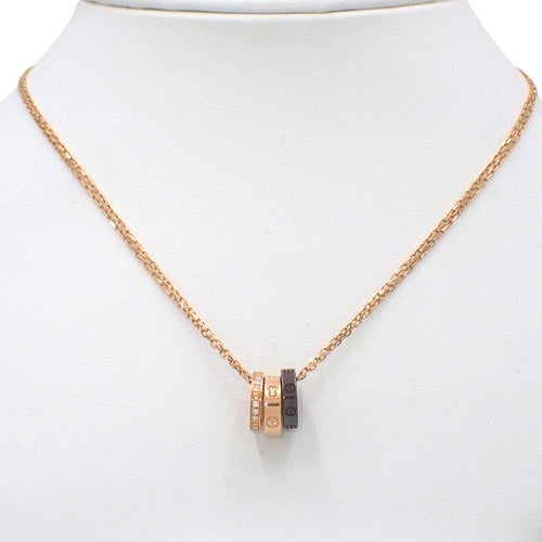 Love Three Hoop Diamond K18 Pink Gold PG Ceramic