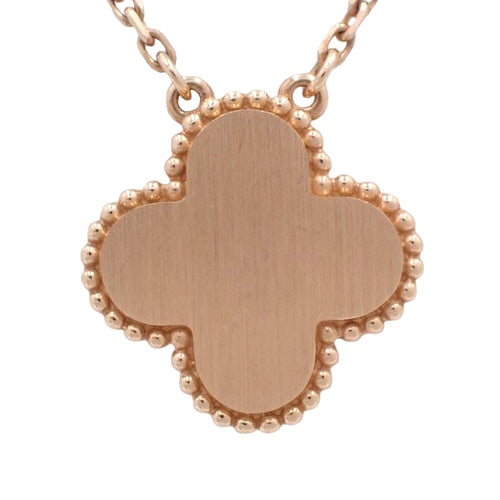 复古 Alhambra 项链,带靶心和钻石,18K 玫瑰金,PG 花朵和三叶草图案