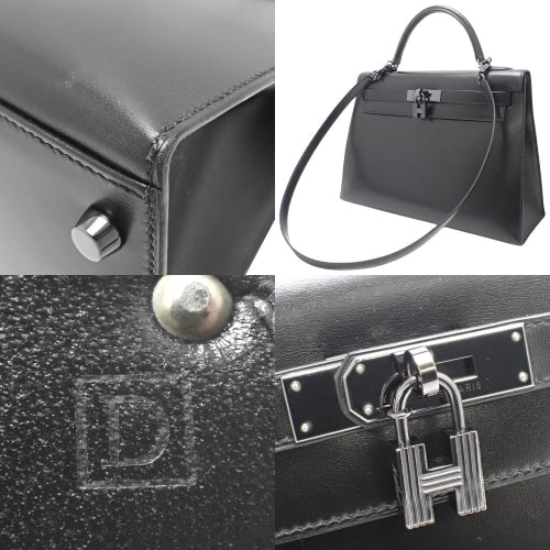 ケリー32 (外縫い) ムーンライト ボックスカーフ ルテニウム金具 D刻印 2000年限定 2WAY ショルダー 肩掛け