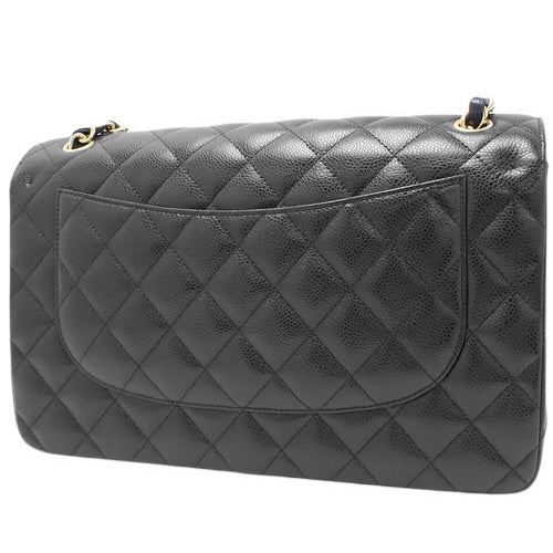 Matelasse Classic Large Handbag, Caviar Skin/Grained Calfskin, Black, A58600-Y01864-C3906, 2-way, Double Flap, Coco Mark.