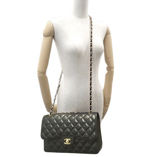 Matelasse Classic Large Handbag, Caviar Skin/Grained Calfskin, Black, A58600-Y01864-C3906, 2-way, Double Flap, Coco Mark.