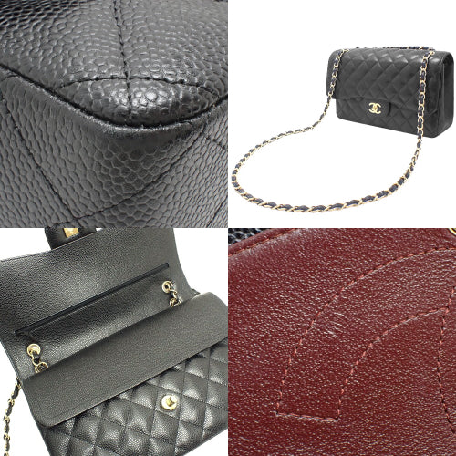 Matelasse Classic Large Handbag, Caviar Skin/Grained Calfskin, Black, A58600-Y01864-C3906, 2-way, Double Flap, Coco Mark.