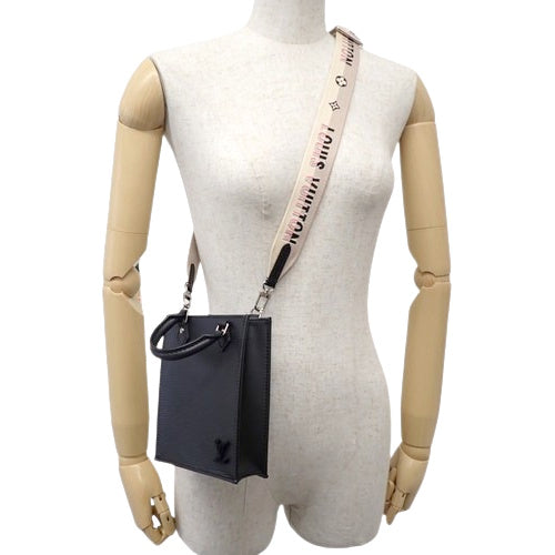 Epi Petite Sac Plat shoulder mini bag in Epi leather, noir, M81238
