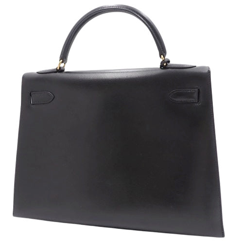 Kelly 32 (Exterior Stitched) Box Calfskin, Black, Gold Hardware, 〇A Stamp