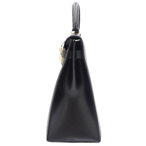 Kelly 32 (Exterior Stitched) Box Calfskin, Black, Gold Hardware, 〇A Stamp