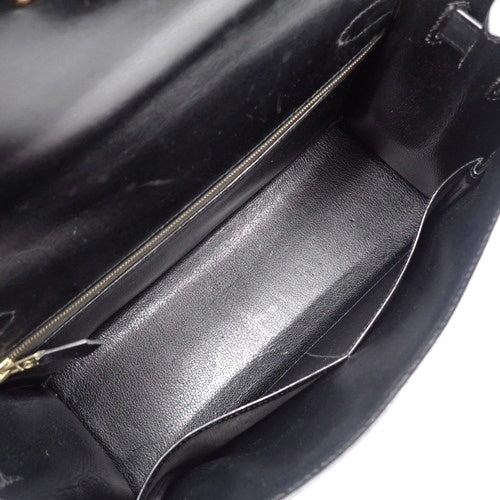 Kelly 32 (Exterior Stitched) Box Calfskin, Black, Gold Hardware, 〇A Stamp