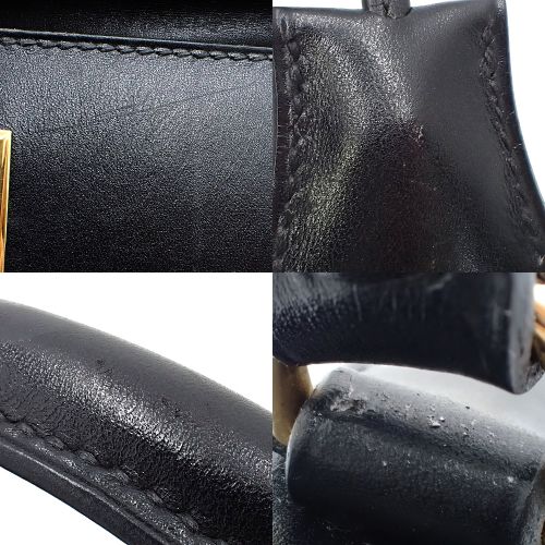Kelly 32 (Exterior Stitched) Box Calfskin, Black, Gold Hardware, 〇A Stamp
