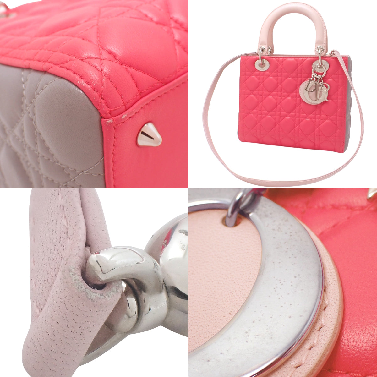 カナージュ Lady Dior レディディオール バッグ ミディアム バイカラー ラムスキン