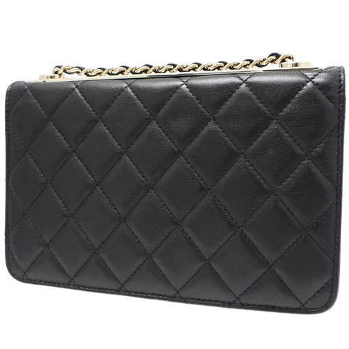 Matelasse Trendy CC Chain Wallet, Lambskin, Black, Shoulder Bag, Crossbody Bag, Wallet