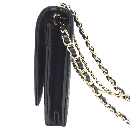Matelasse Trendy CC Chain Wallet, Lambskin, Black, Shoulder Bag, Crossbody Bag, Wallet