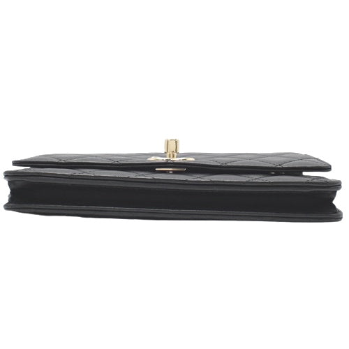 Matelasse Trendy CC Chain Wallet, Lambskin, Black, Shoulder Bag, Crossbody Bag, Wallet