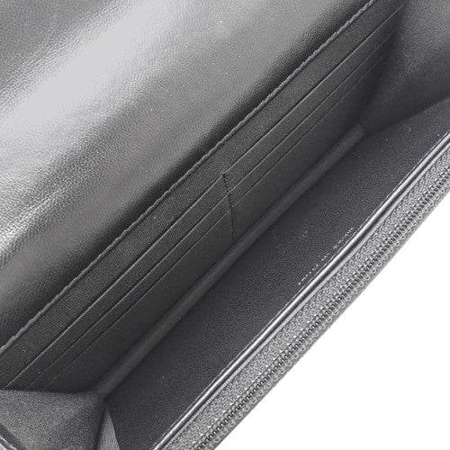 Matelasse Trendy CC Chain Wallet, Lambskin, Black, Shoulder Bag, Crossbody Bag, Wallet