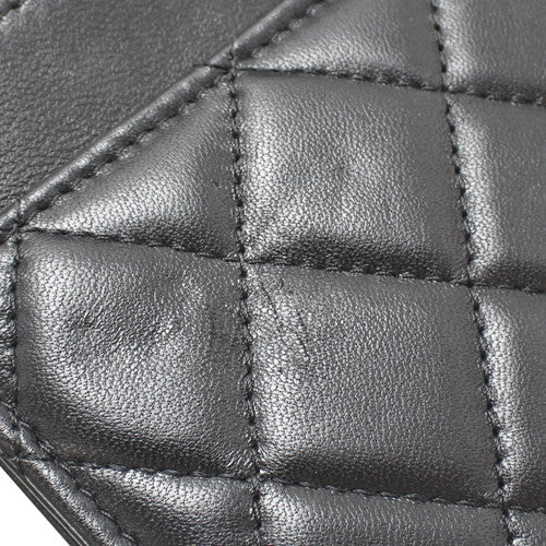 Matelasse Trendy CC Chain Wallet, Lambskin, Black, Shoulder Bag, Crossbody Bag, Wallet