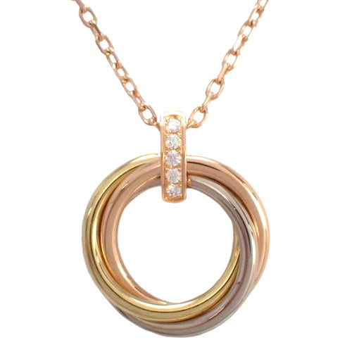 Trinity Necklace, Diamond, Pink Gold (K18PG), Yellow Gold (K18YG), White Gold (K18WG), Accessory, Jewelry, 5 Diamonds (5PD)