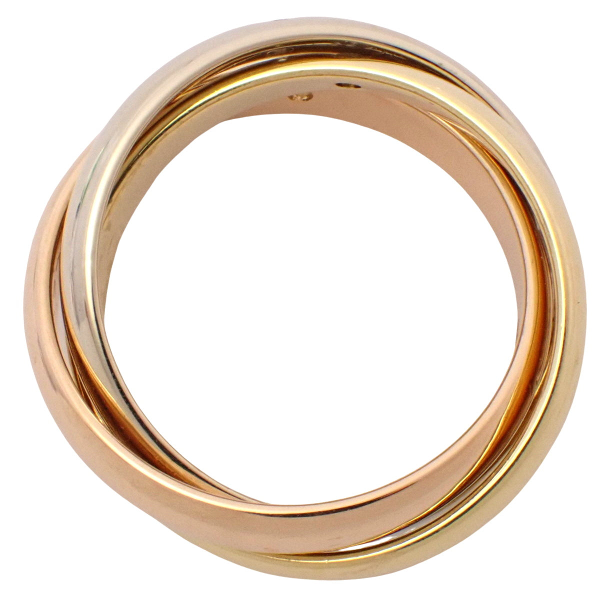 Cartier Trinity 钻石戒指,18K 黄金 (YG)、18K 白金 (WG) 和 18K 粉金 (PG)。