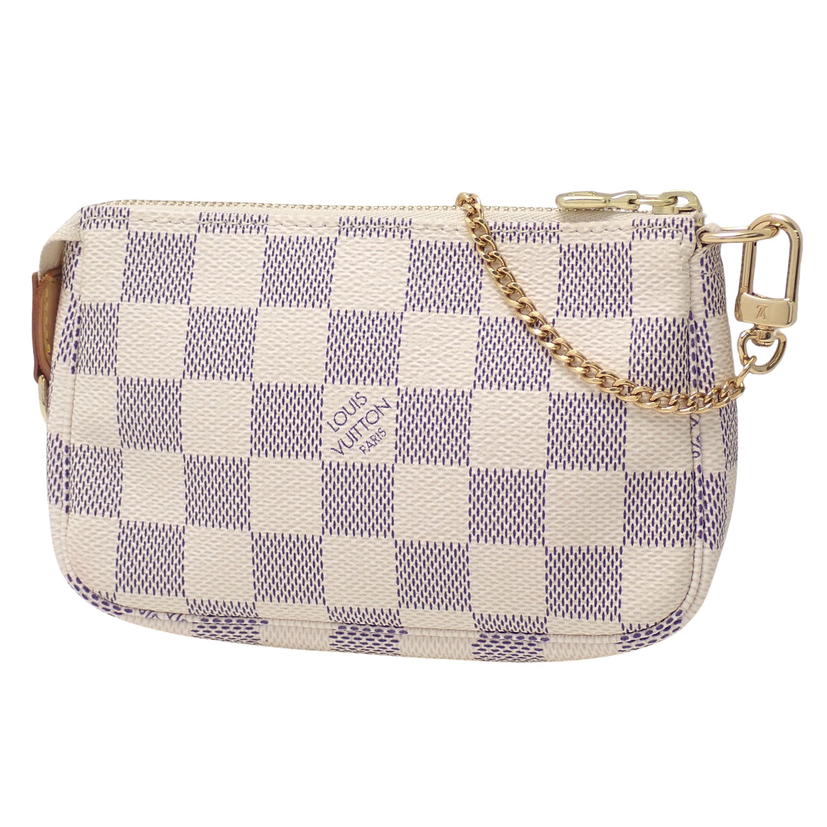 Damier Azur Damier Azur 帆布迷你手拿包配件,象牙色,N58010