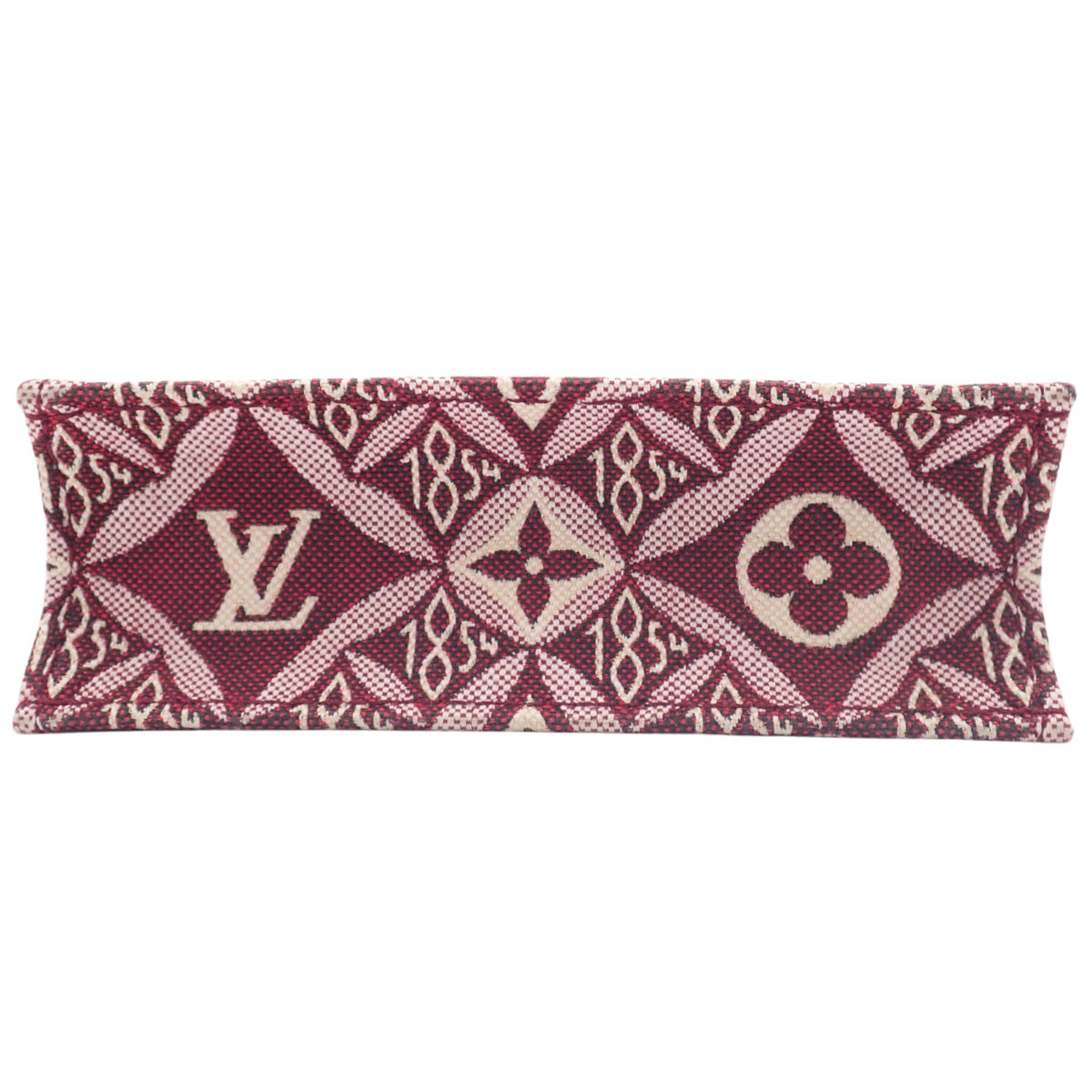 Monogram Jacquard Petite Sac Plat 皮革包,波尔多红、白色和棕色,M69846