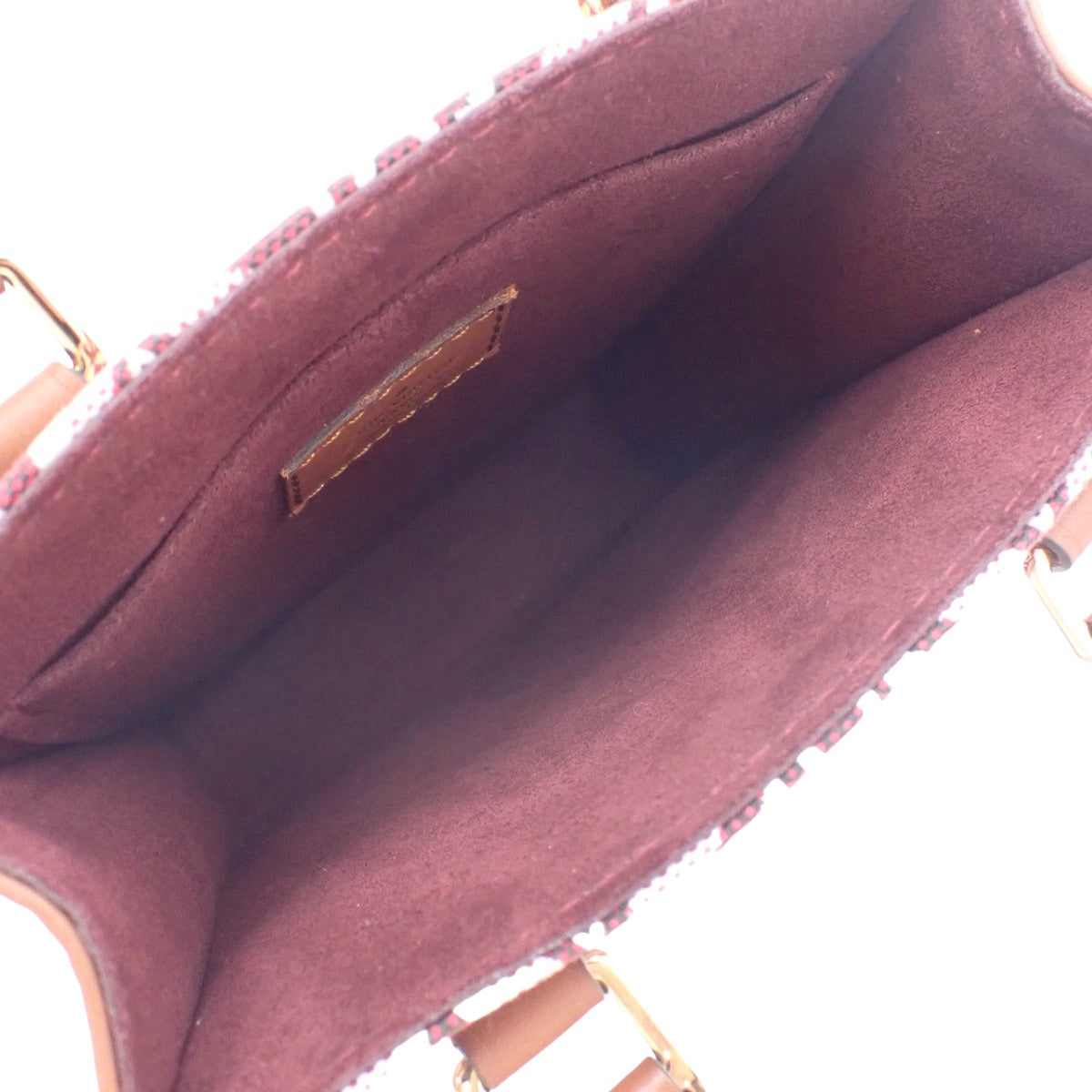 Monogram Jacquard Petite Sac Plat 皮革包,波尔多红、白色和棕色,M69846