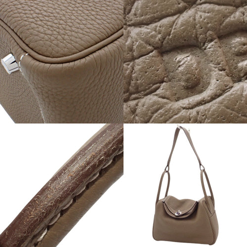 Lindy 26,Taurillon Clemence皮革,钯金五金件,大象灰/灰褐色,银色五金件,D刻印。