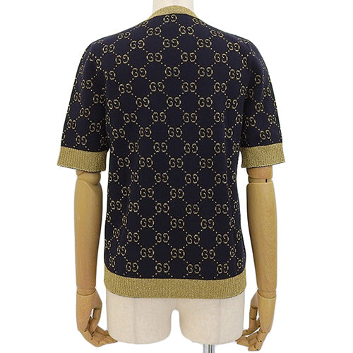 GG Short Sleeve Knit Sweater, Apparel, Fashion, Size M, Cotton, Nylon, 526759