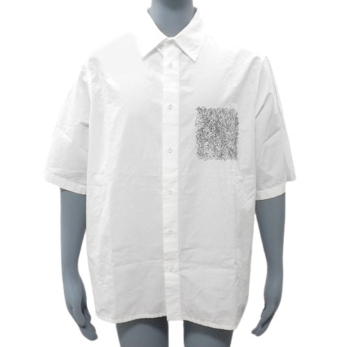 Placed Embroidery Sleeve Short Shirt, Size M