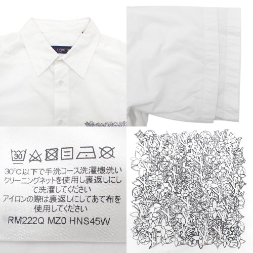 プレースド エンブロイダリー スリーブ ショート シャツ M