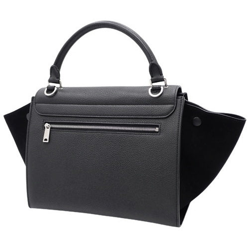 トラペーズ カーフ スウェード/スエード ブラック 2way ショルダーバッグ 肩掛け