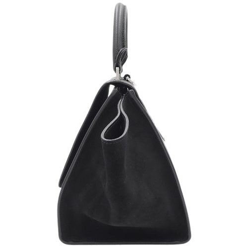 トラペーズ カーフ スウェード/スエード ブラック 2way ショルダーバッグ 肩掛け