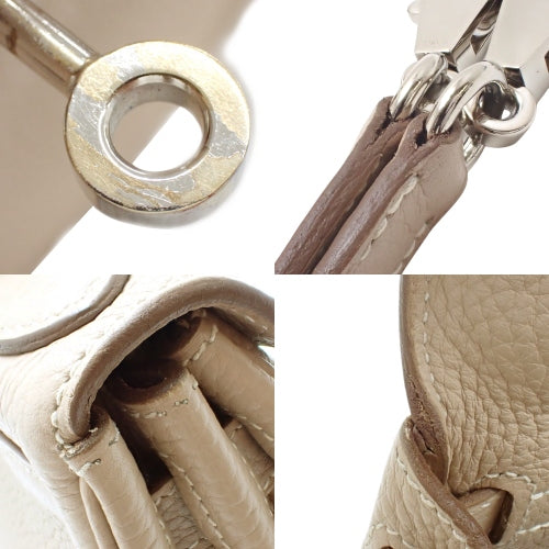 Kelly 28 (inside stitching) Taurillon Clemence leather, palladium hardware, Argile, Q stamp