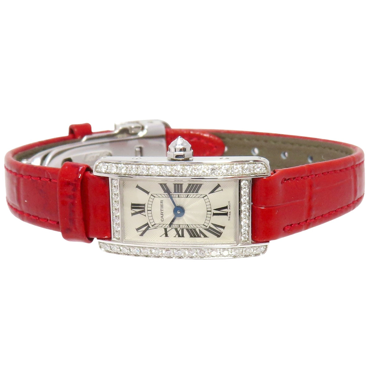 タンクアメリカン ミニ ベゼルダイヤ WB710015 WG/革 クオーツ レディース