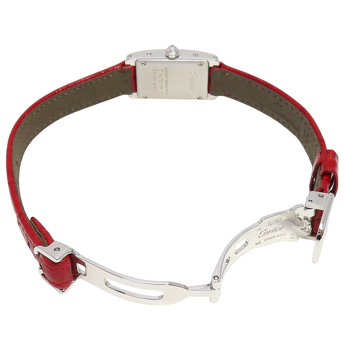 Tank Américaine 迷你钻石表圈 WB710015 白金/皮革石英女表