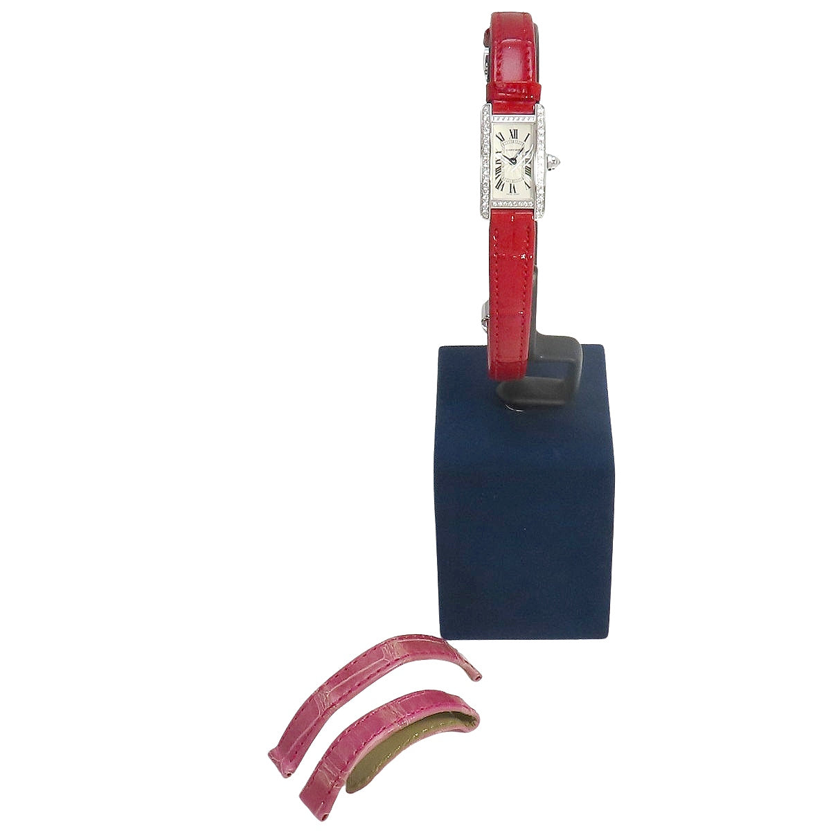 タンクアメリカン ミニ ベゼルダイヤ WB710015 WG/革 クオーツ レディース