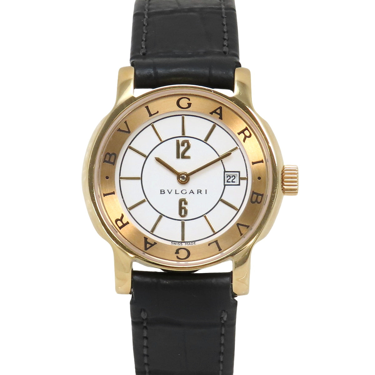 ST29G Solotempo Yellow Gold/Leather Quartz White