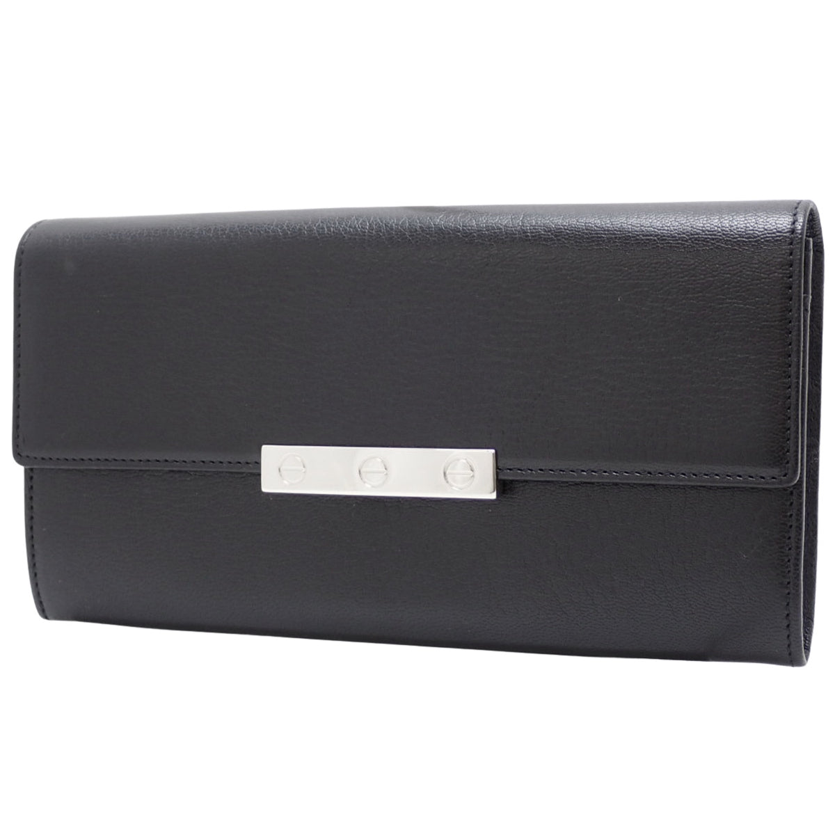 Love Collection Bifold Long Wallet, Calfskin, Black, L3001375