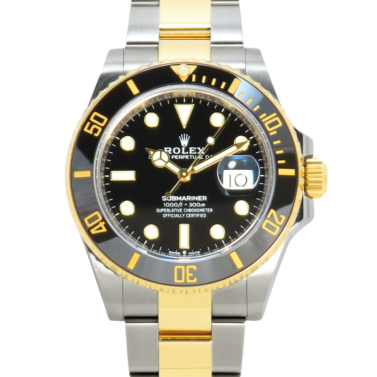 126613LN潜航者型日志型腕表,精钢/黄金材质,随机编号,自动上链,黑色表盘。