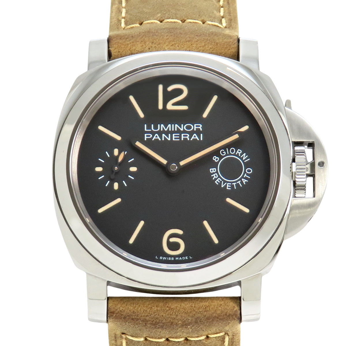 【保証書付】 PAM00590 ルミノール・マリーナ 8デイズ SS/革/ラバー 手巻き ブラック