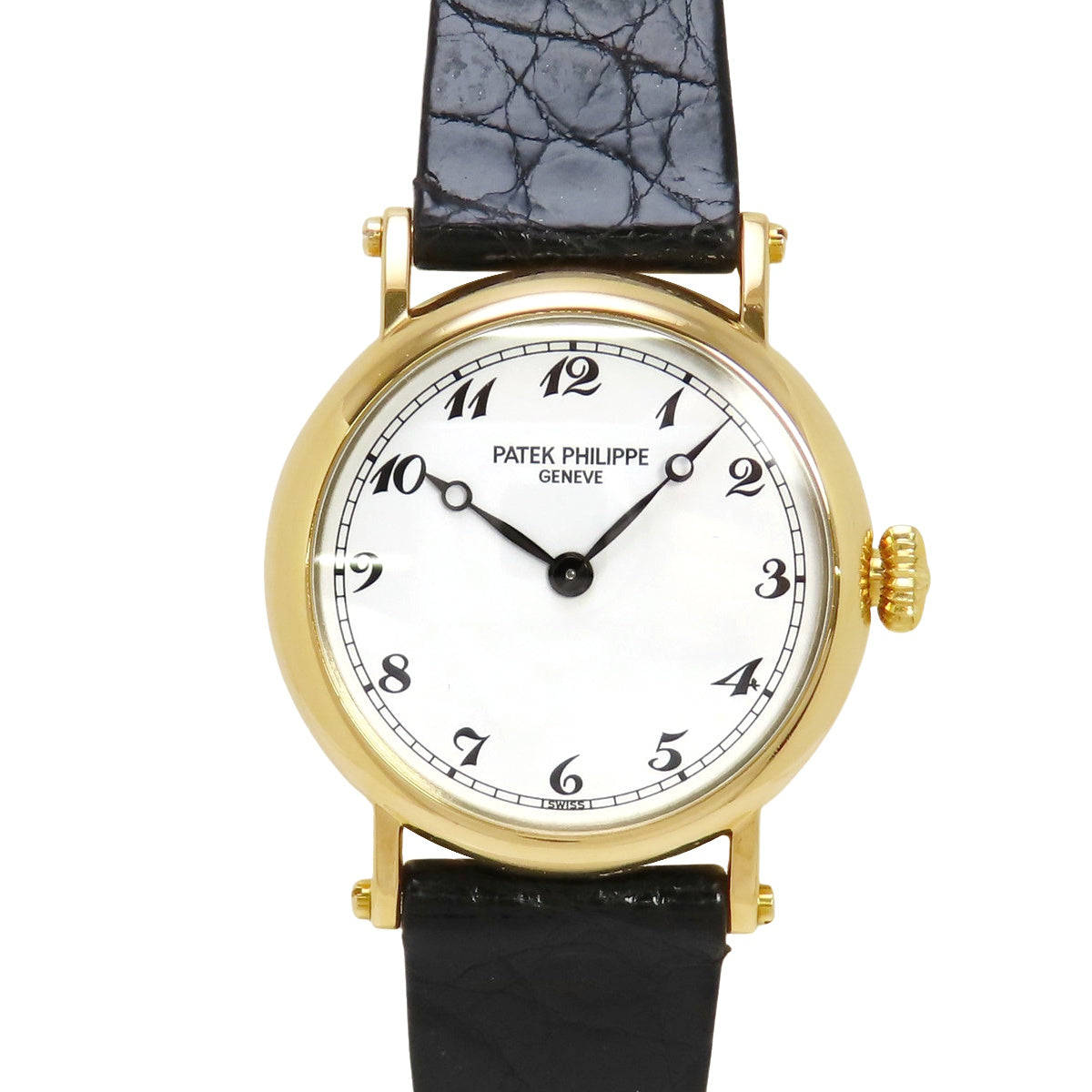 4860J Calatrava Officer, Yellow Gold/Leather, Hand-Wound, White Dial