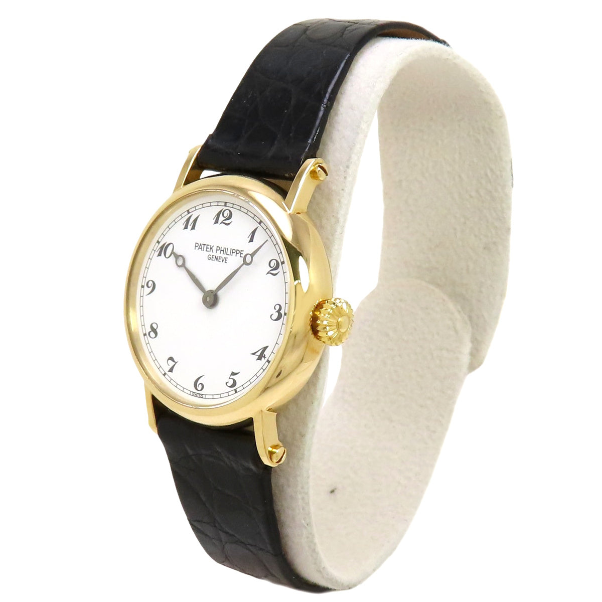 4860J Calatrava Officer, Yellow Gold/Leather, Hand-Wound, White Dial