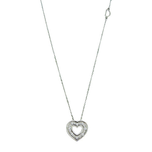 Belle Epoque Diamond Heart Necklace in 18K White Gold