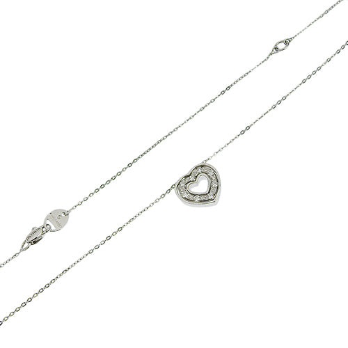 Belle Epoque Diamond Heart Necklace in 18K White Gold