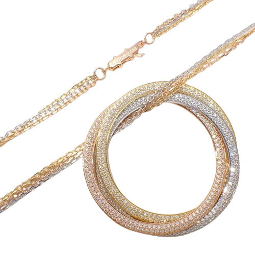 三位一体项链 钻石 K18 黄金 (YG)、K18 白金 (WG)、K18 粉红金 (PG)