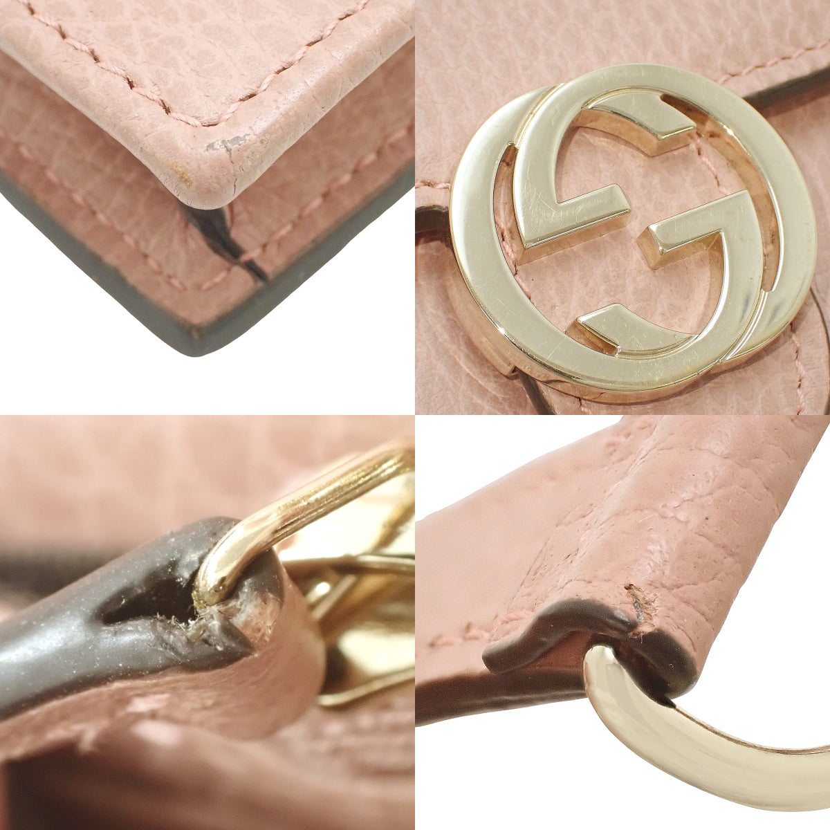 粉色皮革双G链条钱包(510314)