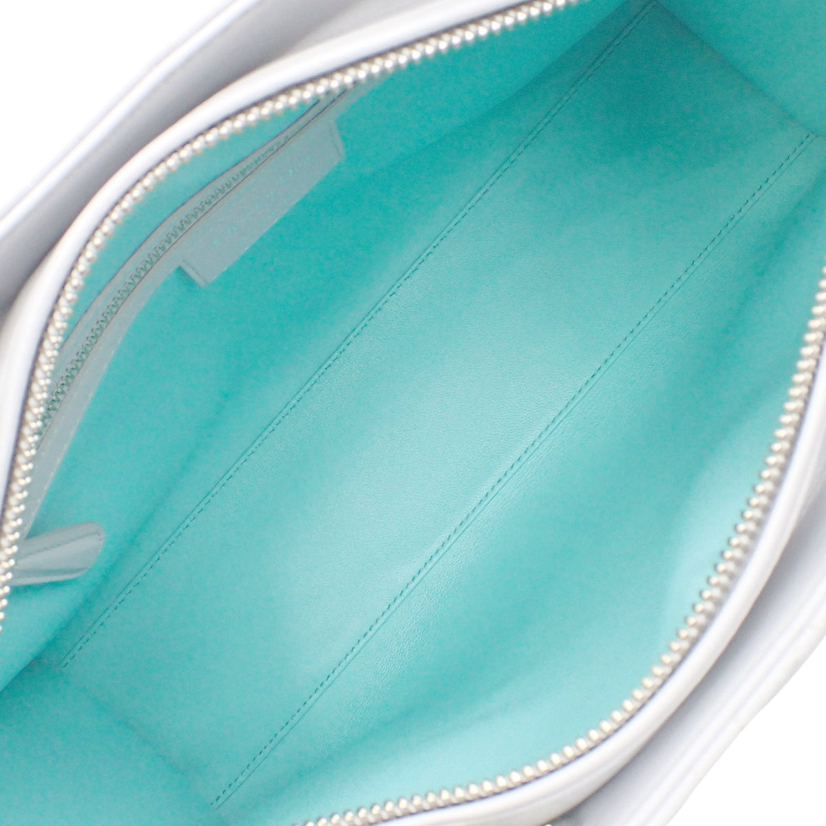 Canage Lady Dior bag, large size, lambskin, light gray, light blue.