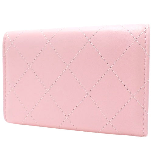 Matelasse Tri-fold Wallet with Mini Coco Mark in So Pink Calfskin