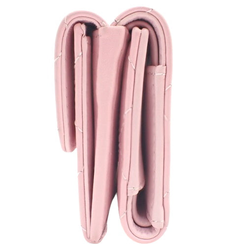 Matelasse Tri-fold Wallet with Mini Coco Mark in So Pink Calfskin